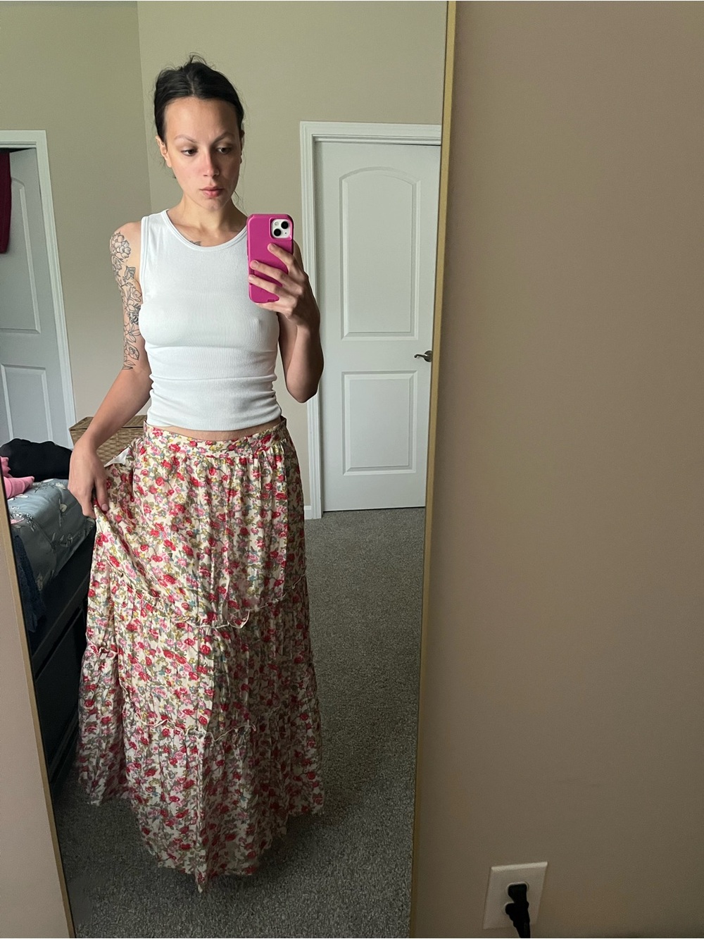 Polagram Floral Flowy Maxi Skirt Cottagecore